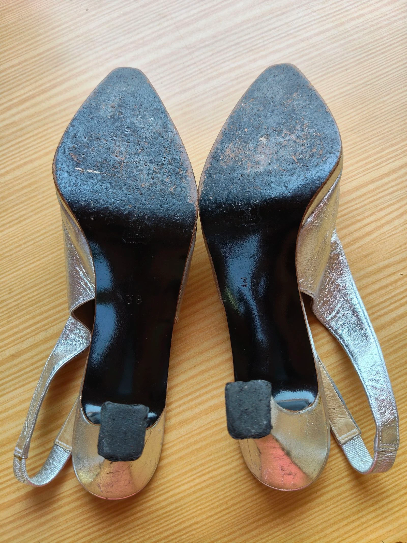 JJ-Zilveren lederen hakken dames 38 beklede middelhoge hak – photo 6